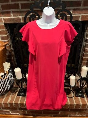 Lord & Taylor Pink Ruffle Sleeve Midi Dress Size:16w